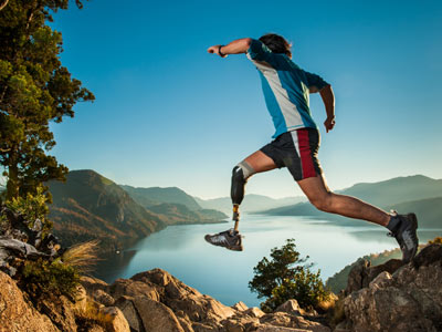 Man with Prosthetic Leg Jumping Photo