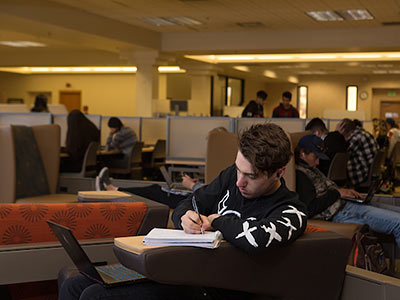 TMCC Student in Library