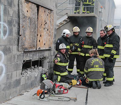 Photo of Chilean Bombero fire training