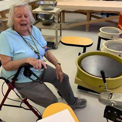 Diane Clarkson uses the ADA wheel for the first time.