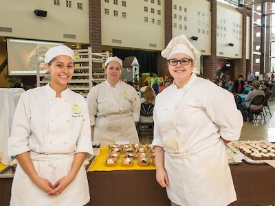Culinary students catering an event inside the Student Center.
