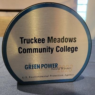 The 2023 Green Power Leadership Award trophy that TMCC took home proudly.