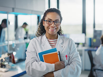 Student in lab coat