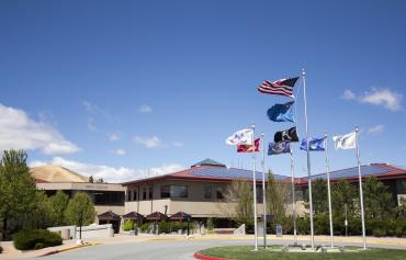 Dandini Campus with flags