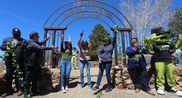 Sustainability Champions take part in Bee Campus USA ribbon cutting ceremony at Dandini Garden.