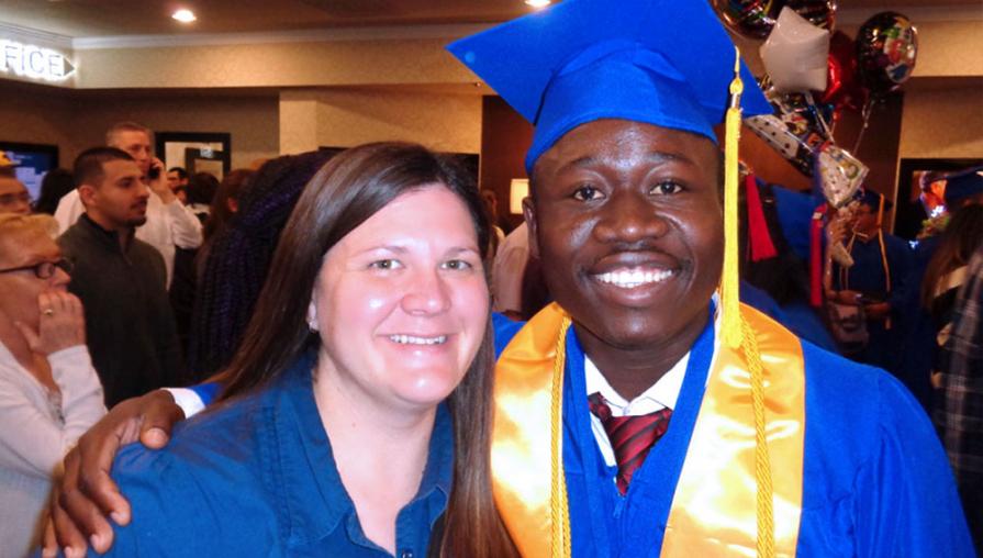 Mywinnyaa with his wife at his TMCC graduation in 2015.