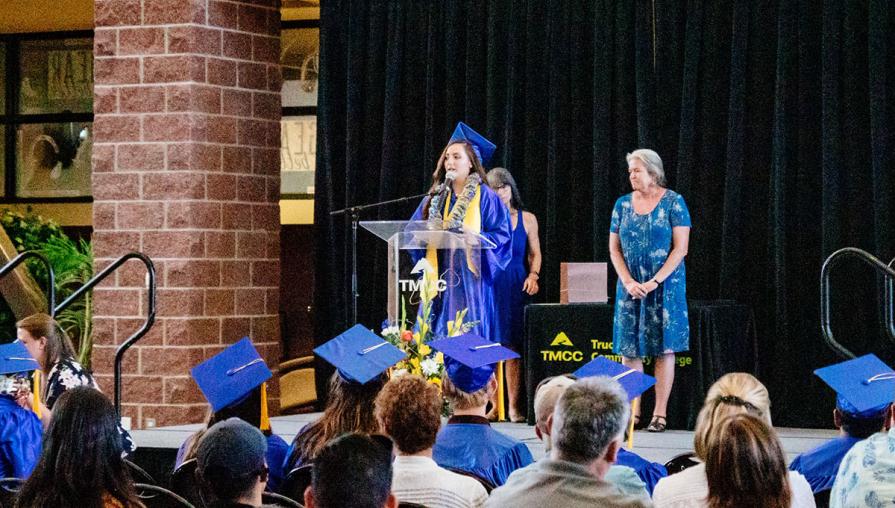 Valedictorian Sydney Mateo addresses her peers at the TMCC HSE graduation.