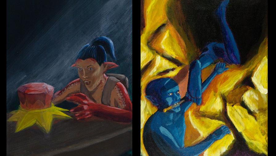 Left to right: "Goblin Thief" and "Climbing Twins" both by Stephen Myler