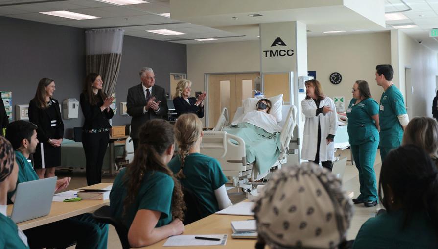 TMCC Nursing students welcome Dr. Jill Biden to their class.
