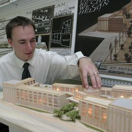 Student working on a model