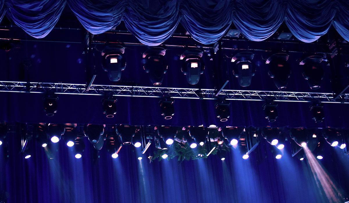 Stage lights in a theater.