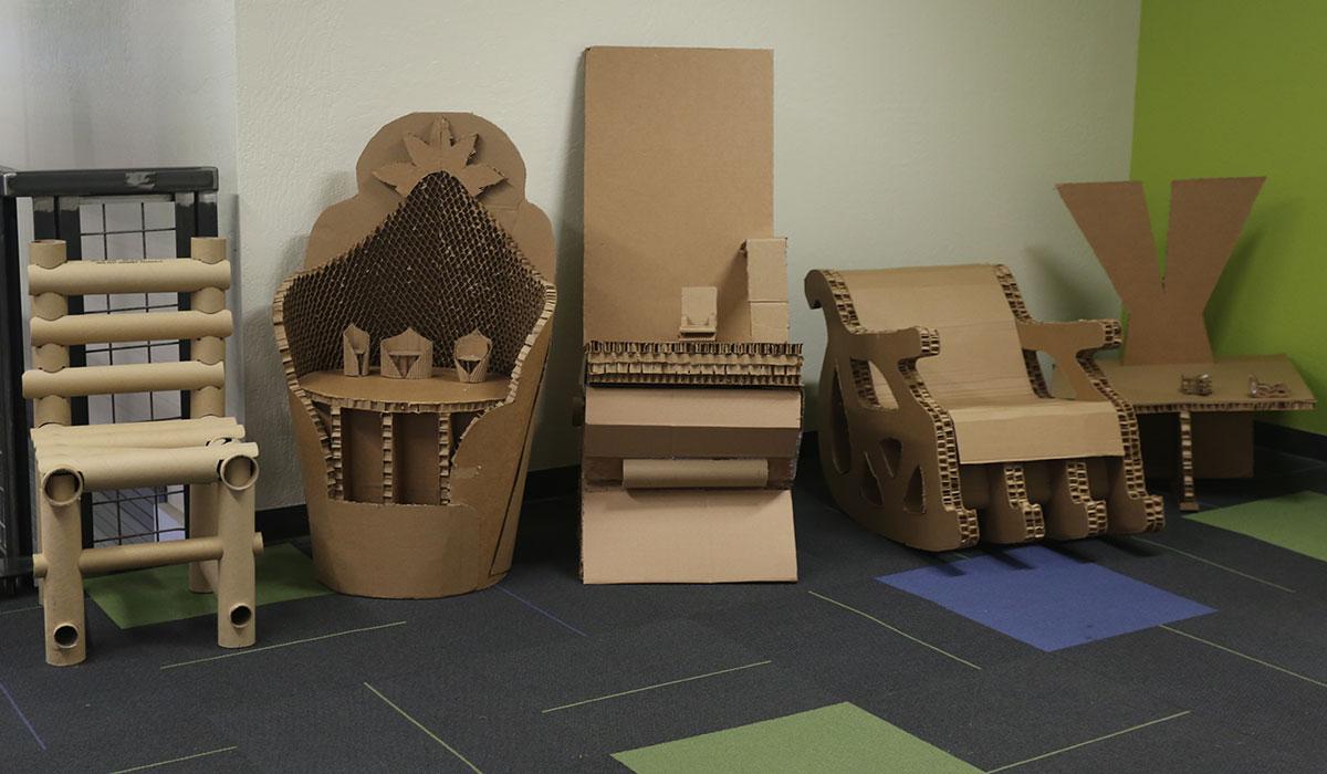 Cardboard chair designs from the DICE competition.