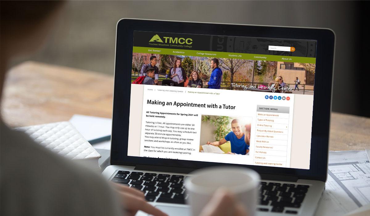 student scheduling a tutoring appointment on tmcc website