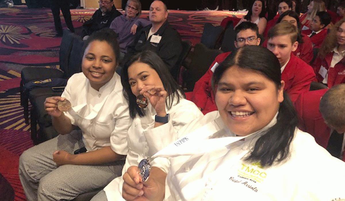 TMCC student-chefs at the SkillsUSA Competition with their awards.
