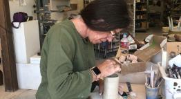 Wedge participant Diana Keef-Adams at work on a ceramic project.