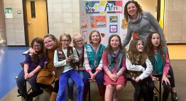 Amy Cavanaugh with girl scouts.