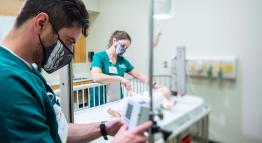 TMCC Nursing students learn to check vitals in clinical lab sessions.